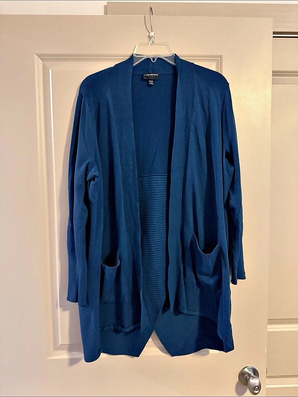 Lane Bryant Open-Front Cardigan - Button Detail Blue 18/20